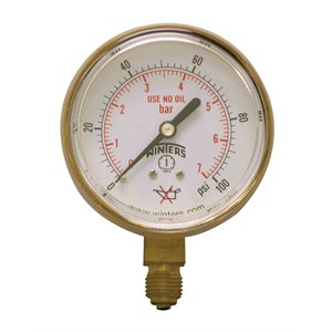 WELDING GAUGE 2.5" 0-100 PSI / KPA 1 / 4 BTM