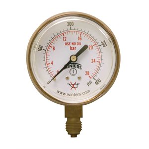 WELDING GAUGE 2.5" 0-400 PSI / KPA 1 / 4 BTM