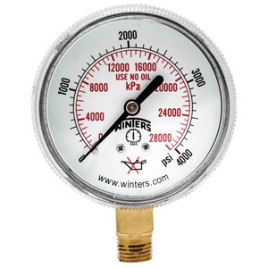 WELDING GAUGE 2.5" 0-4000 PSI / KPA 1 / 4BTM