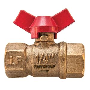 BRASS T-HANDLE AIR COCK, 1 / 4"F X 1 / 4"M, RED HANDLE