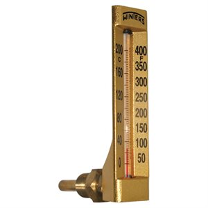 HVAC Gold Case Therm Liquid 2'' Aluminum 4.5'' -40 / 110 F / C 1 / 2'' NPT Lower Back Brass Thermowell
