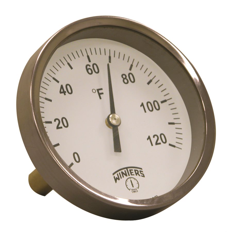 HVAC BiMetal Thermometer Metallic 2'' Steel 3.5'' 0120 F 1 / 2'' NPT