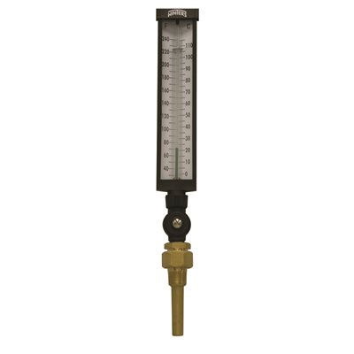 Industrial 9IT Thermometer Liquid 6'' Valox 9'' 30 / 240 F / C 3 / 4'' NPT Variable Angle Brass Thermowell
