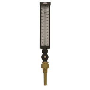 Industrial 9IT Thermometer Liquid 6'' Aluminum 9'' 30 / 240 F / C 3 / 4'' NPT Var Angle Brass Thermowell