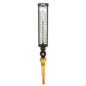 Industrial 9IT Thermometer Liquid 6'' Aluminum 9'' -40 / 110 F / C 3 / 4'' NPT Var Angle Brass Thermowell