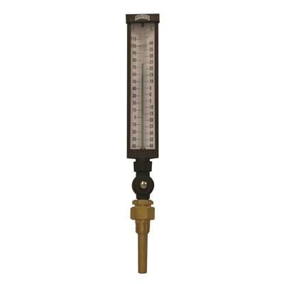 Industrial 9IT Thermometer Liquid 3.5'' Valox 9'' -40 / 110 F / C 3 / 4'' NPT Var Angle Brass Thermowell