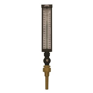 Industrial 9IT Thermometer Liquid 3.5'' Valox 9'' -40 / 110 F / C 3 / 4'' NPT Var Angle Brass Thermowell