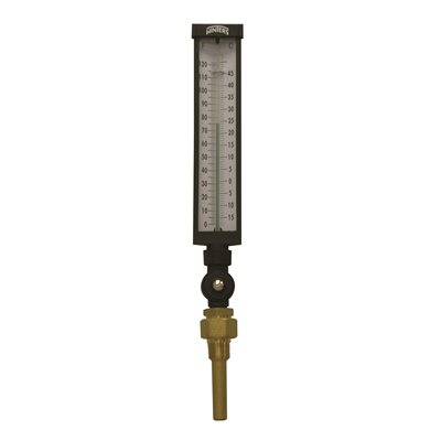 Industrial 9IT Thermometer Liquid 3.5'' Valox 9'' 0 / 120 F / C 3 / 4'' NPT Var Angle Brass Thermowell