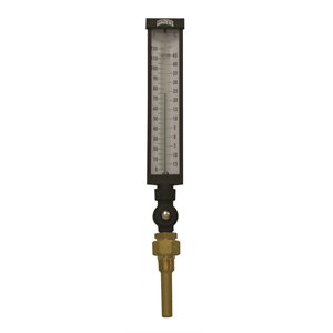 Industrial 9IT Thermometer Liquid 3.5'' Valox 9'' 0 / 120 F / C 3 / 4'' NPT Var Angle Brass Thermowell