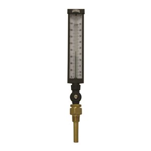 Industrial 9IT Thermometer Liquid 3.5'' Valox 9'' 0 / 160 F / C 3 / 4'' NPT Var Angle Brass Thermowell