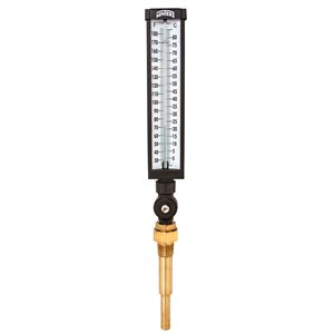 Industrial 9IT Thermometer Liquid 6'' Aluminum 9'' 30 / 180 F / C 3 / 4'' NPT Var Angle Brass Thermowell