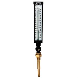 Industrial 9IT Thermometer Liquid 6'' Valox 9'' 30 / 180 F / C 3 / 4'' NPT Variable Angle Brass Thermowell