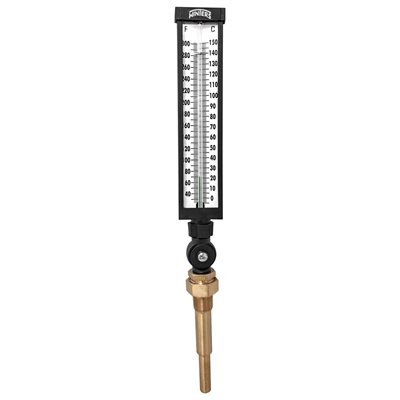 Industrial 9IT Thermometer Liquid 6'' Valox 9'' 30 / 300 F / C 3 / 4'' NPT Variable Angle Brass Thermowell