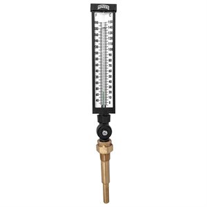 Industrial 9IT Thermometer Liquid 6'' Valox 9'' 30 / 300 F / C 3 / 4'' NPT Variable Angle Brass Thermowell