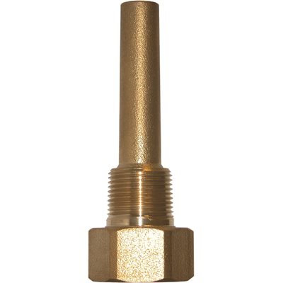 TIM (LEAD-FREE) BRASS THERMOWELL, 6'' STEM LENGTH, 3 / 4'' NPT