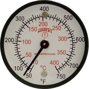 Surface Magnet Thermometer Metallic n / a Steel 2'' 50 / 750 F / C n / a Centre Back No Socket Magnet