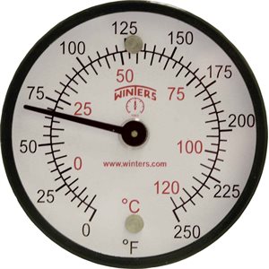 Surface Magnet Thermometer Metallic n / a Steel 2'' 0 / 250 F / C n / a Centre Back No Socket Magnet