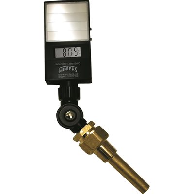 Industrial 9IT Solar Digital Therm Liquid 6'' ABS 5'' -50 / 320 F / C 3 / 4'' NPT Var Angle Brass Therm