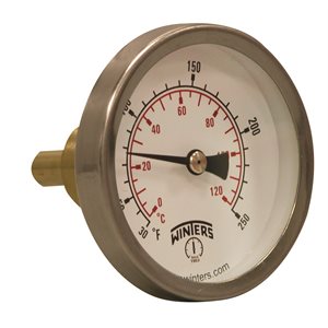 Hot Water Therm Metallic 1.5'' Aluminum 2.5'' 30 / 250 F / C 3 / 4" Sweatwell Thermowell